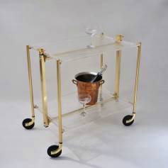 Textable by Platex drinks trolley, lucite & gilt metal, 1980`s ca, French 